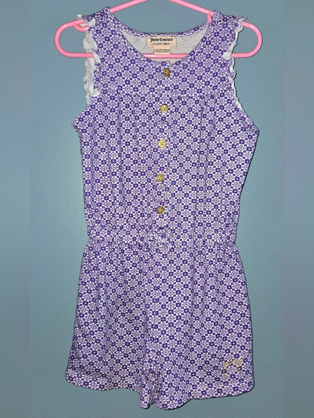 Juicy Couture Purple Floral Button-Front Girls' Romper (XS 4/5)